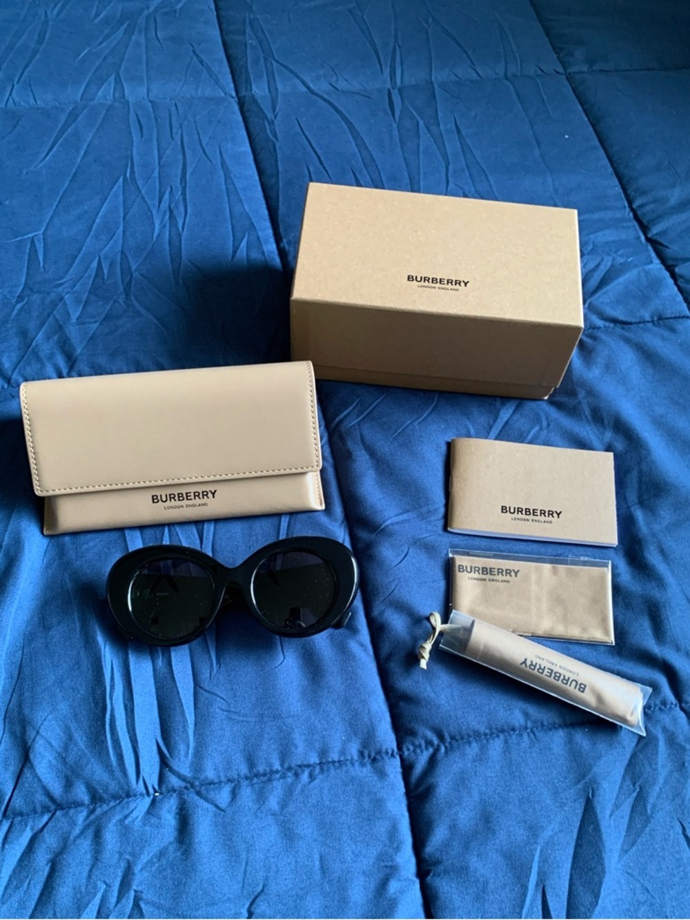 Burberry Black Oval Margot Sunglasses NWT
